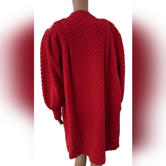 Red Sweater Jacket Knit Indoor Outdoor Vintage 70s Andersons M - Picture 5 of 7
